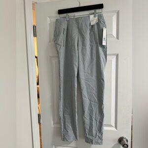 NWT Calvin Klein Womens Stripped Blue & White Dress Pants Slim Fit Size8 Stretch